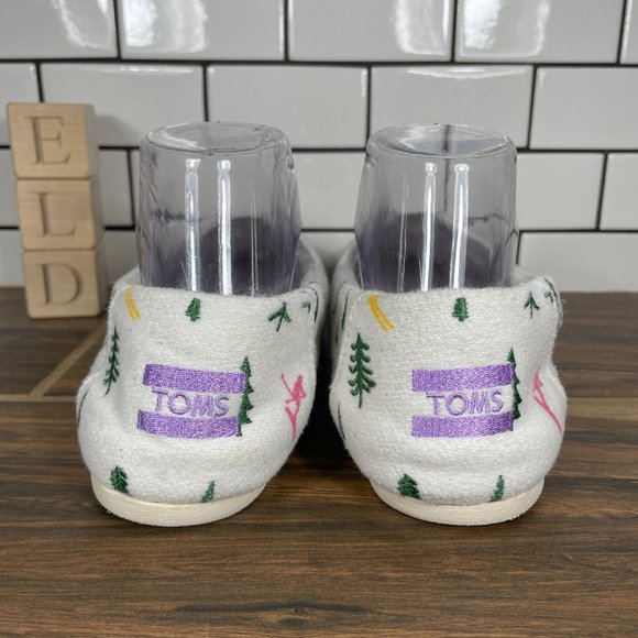 TOMS Seasonal Classic Alpargata Women's Size 9 Shoes White Ski Tree Print Flat - Picture 4 of 11
